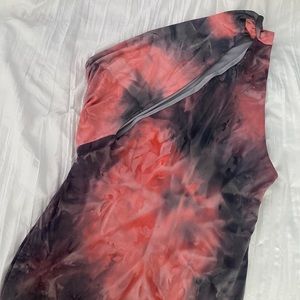 Fashion Nova tie dye asymmetric cut out dress size Small